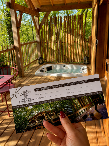 Bon cadeau séjour insolite lodge perché avec spa en Gironde